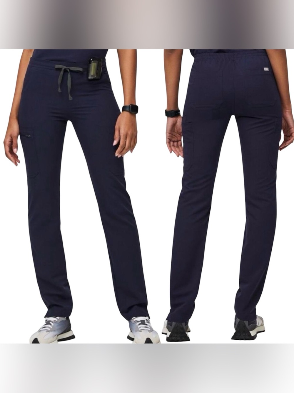 FIGS Yola Women’s S P Small Petite High Rise Slim Scrub Pants Navy Blue Straight